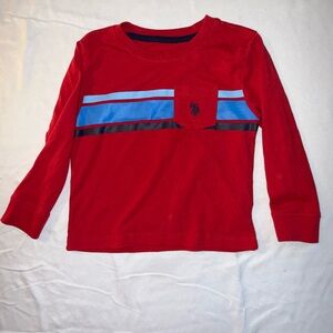 U.S. Polo Assn. Red Long Sleeve Shirt with Blue and Black Stripes, boys 2T